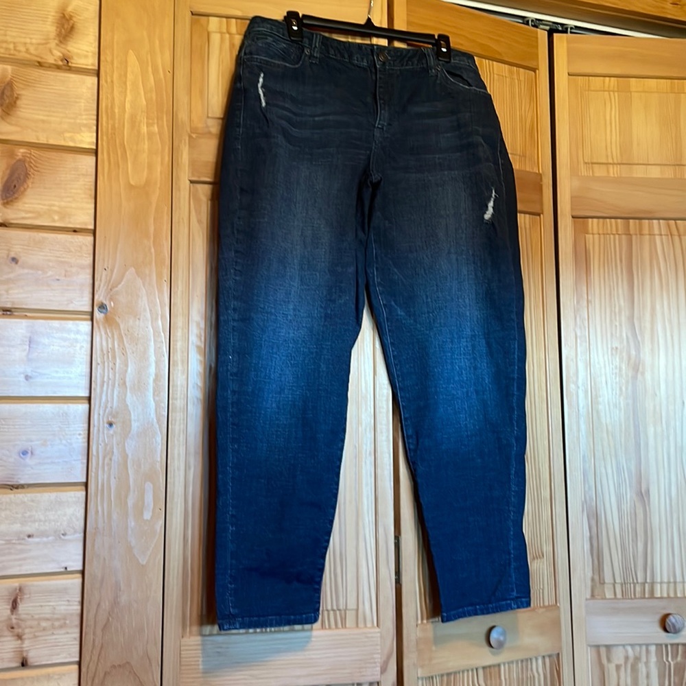 Dark wash distressed jeans